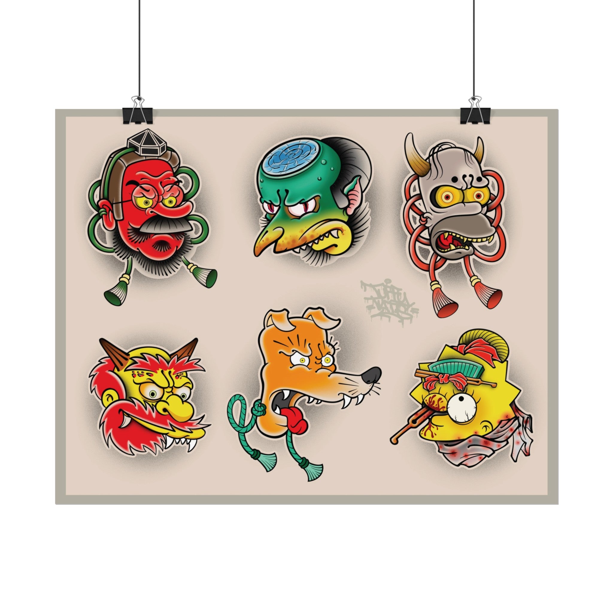 traditional Japanese Simpson’s mashup flash set 14″ x 11″ (Horizontal) / Semi Glossy