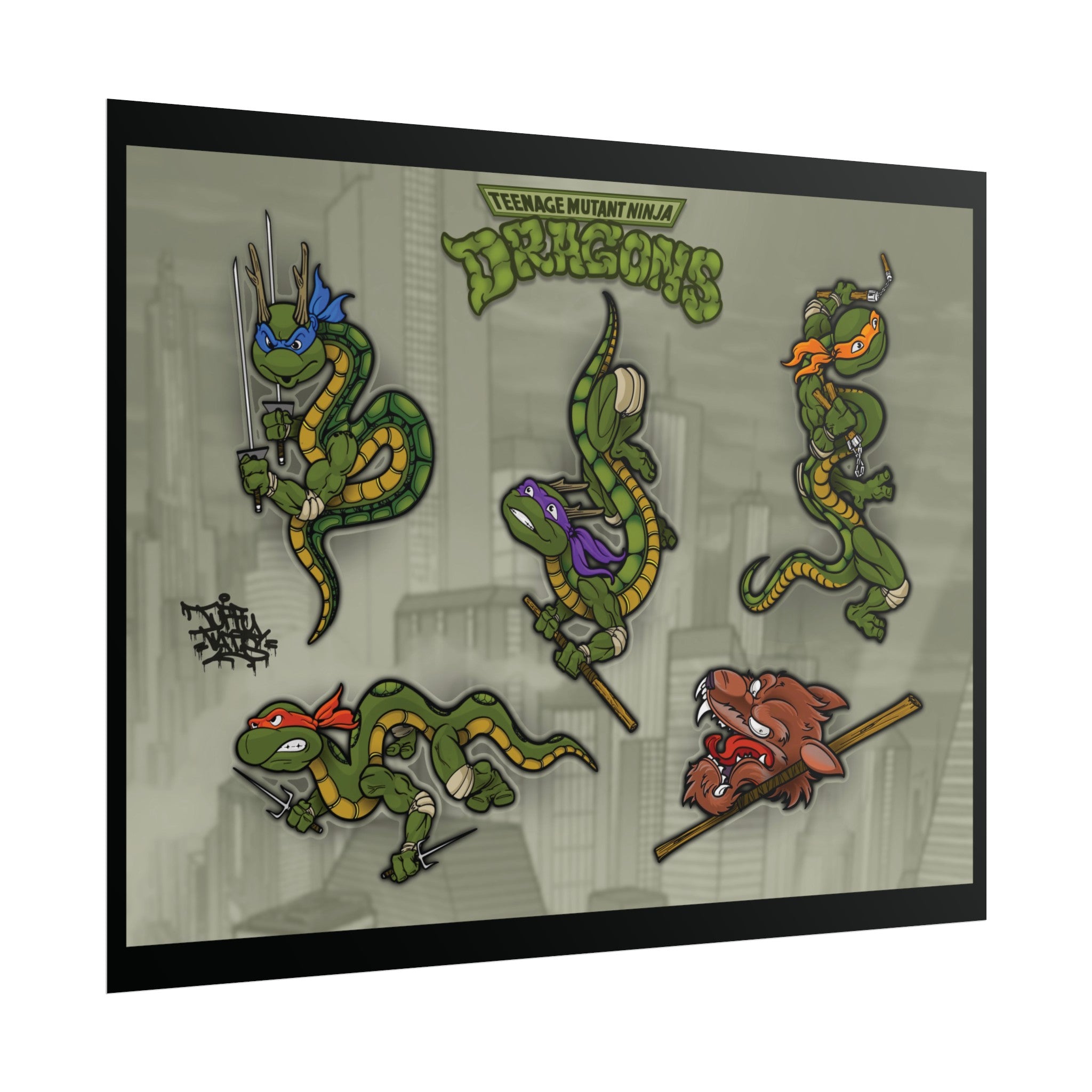 Teenage mutant ninja dragons 14″ x 11″ (Horizontal) / Fine Art