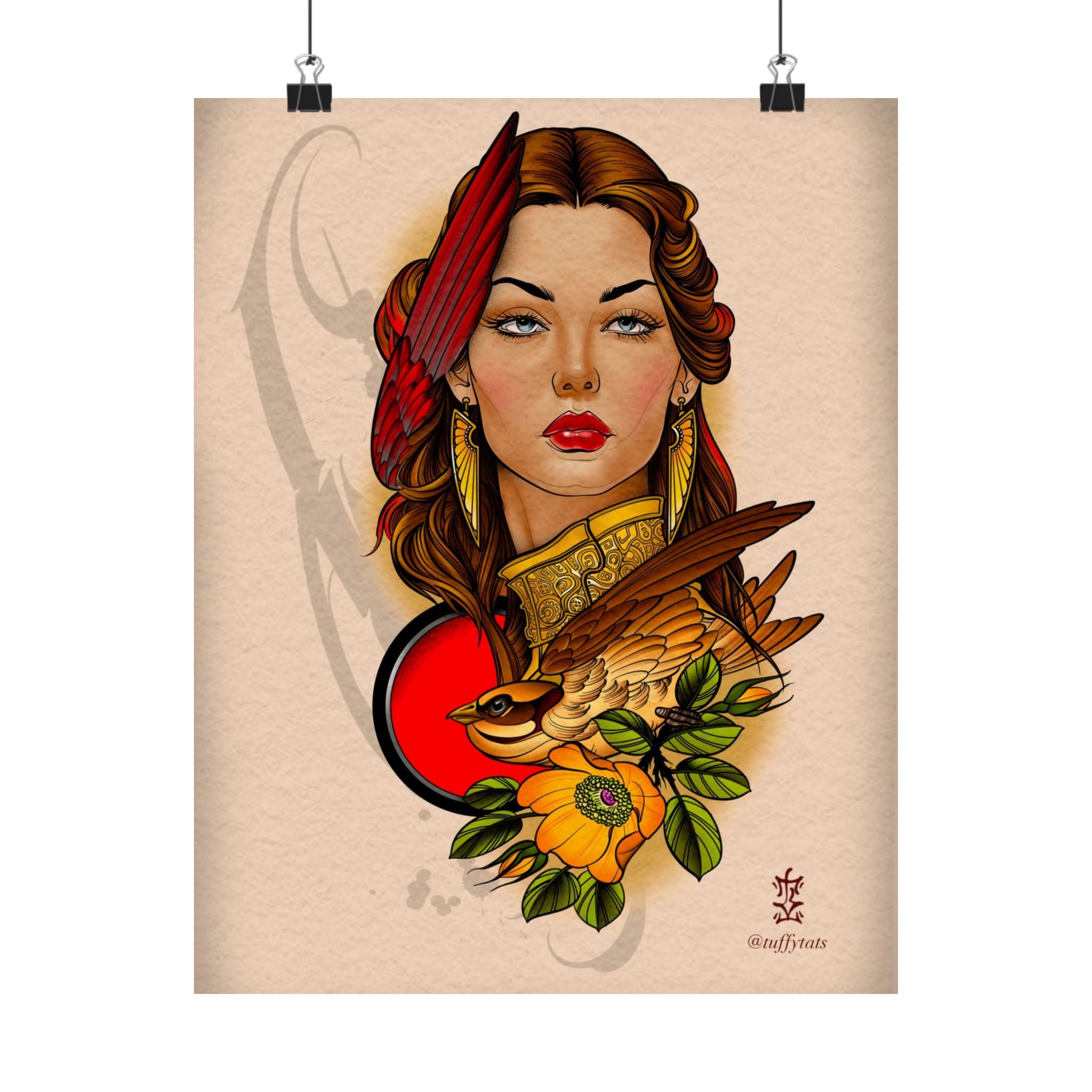 Neotraditional Tattoo Art Poster - "Aphrodite" 11″ x 14″ / Matte