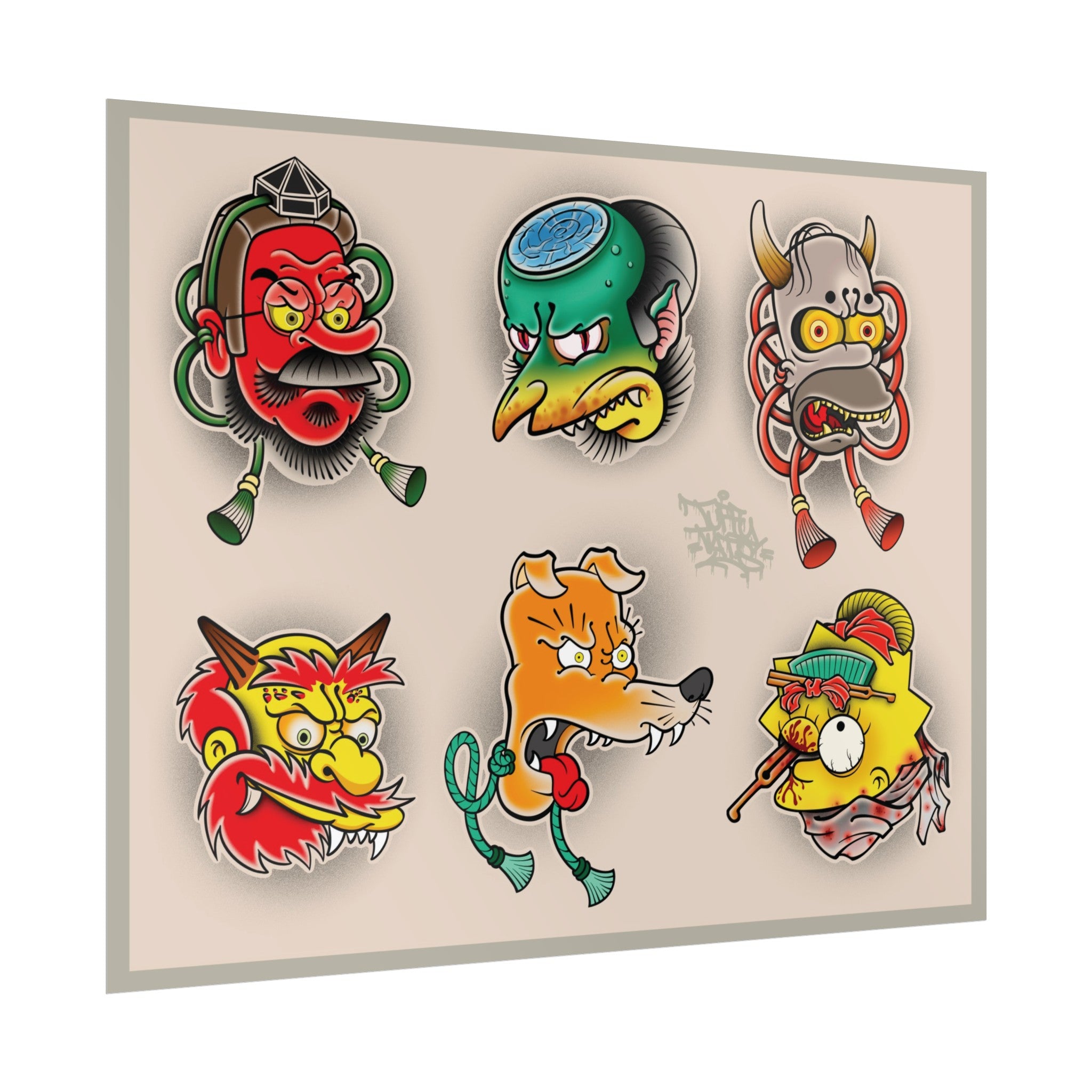traditional Japanese Simpson’s mashup flash set 14″ x 11″ (Horizontal) / Semi Glossy