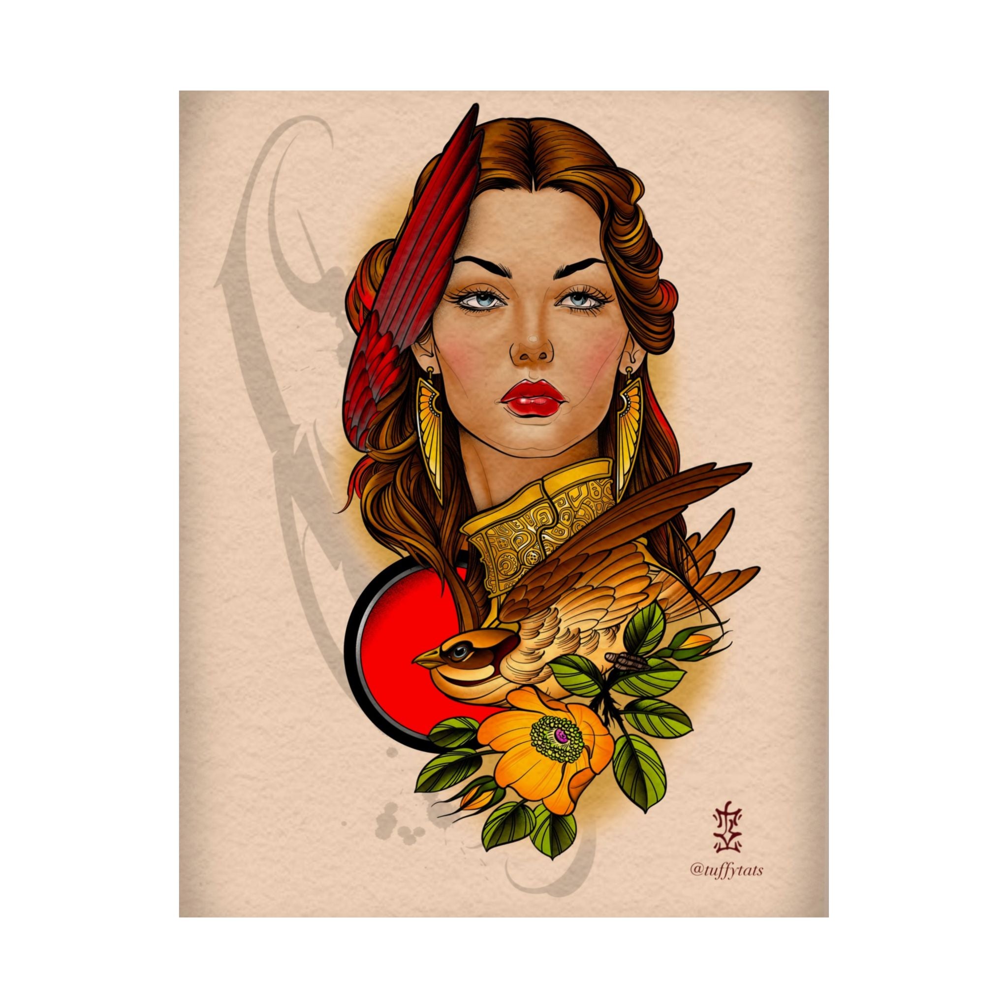 Neotraditional Tattoo Art Poster - "Aphrodite" 11″ x 14″ / Matte
