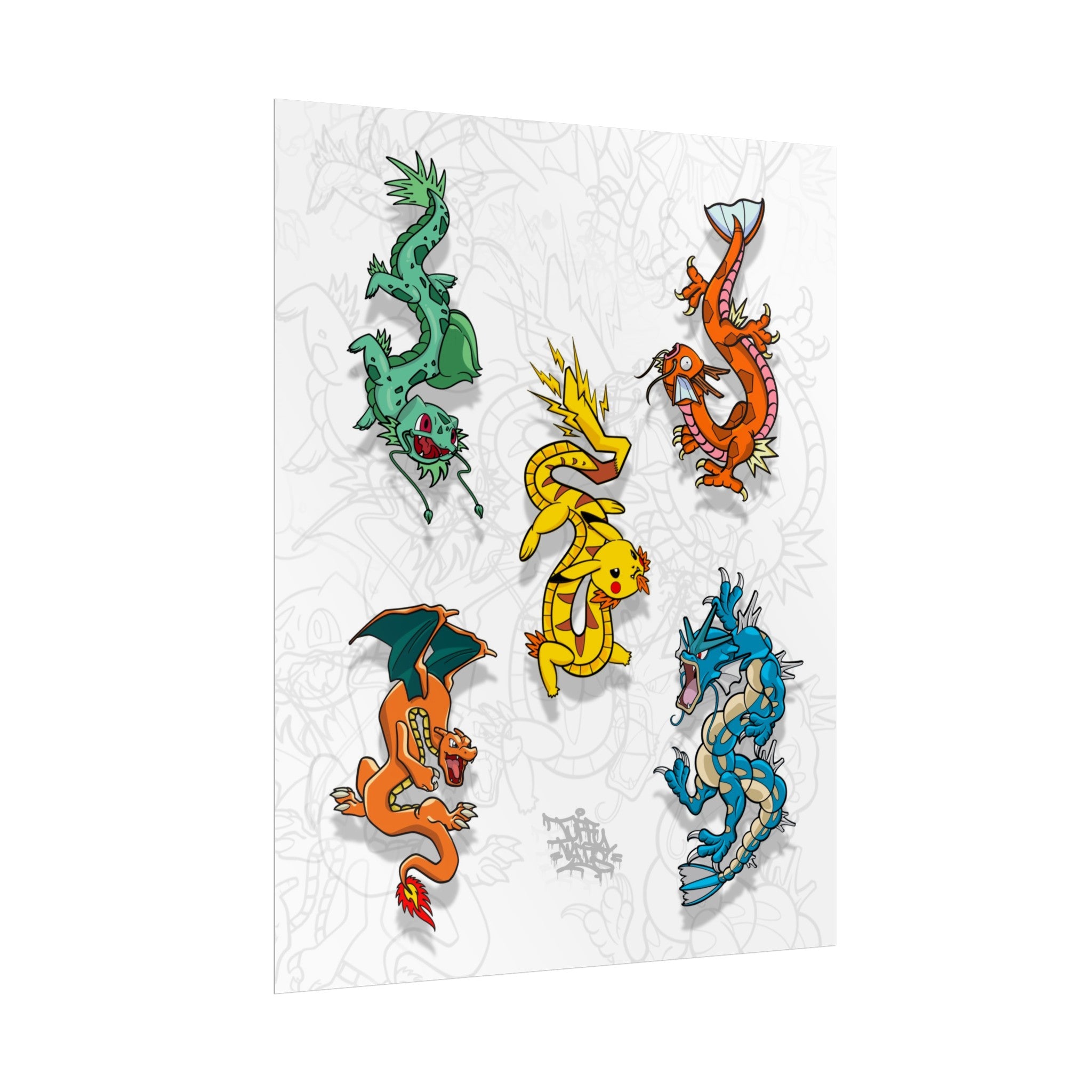 “catch em all” mashup dragon flash 11″ x 14″ (Vertical) / Semi Glossy