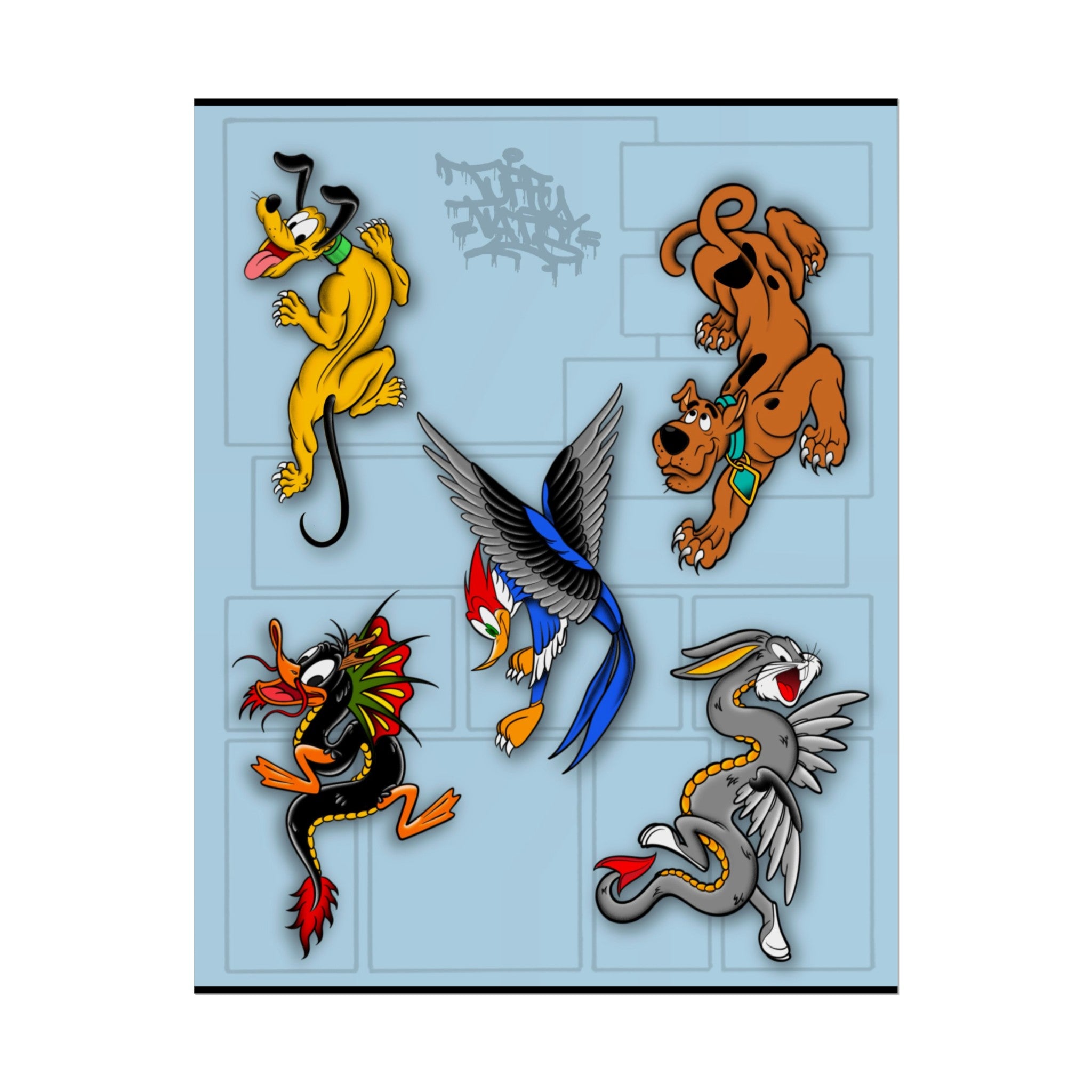 Looney Tunes mashup dragons 11″ x 14″ (Vertical) / Semi Glossy