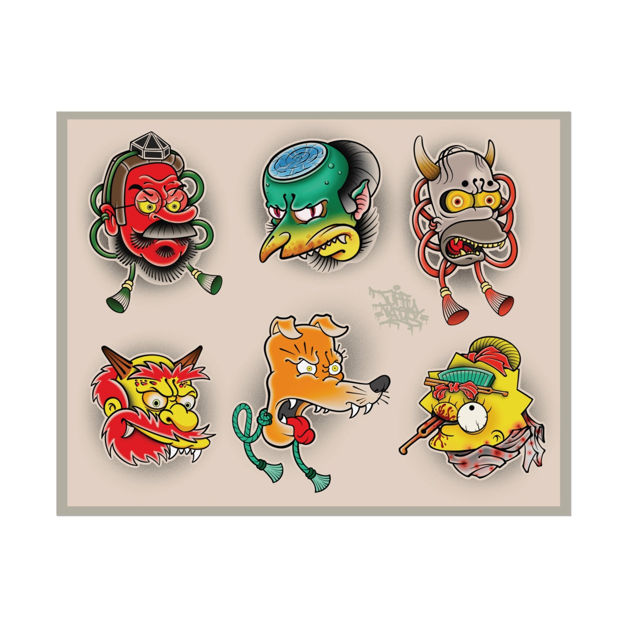 traditional Japanese Simpson’s mashup flash set 14″ x 11″ (Horizontal) / Semi Glossy