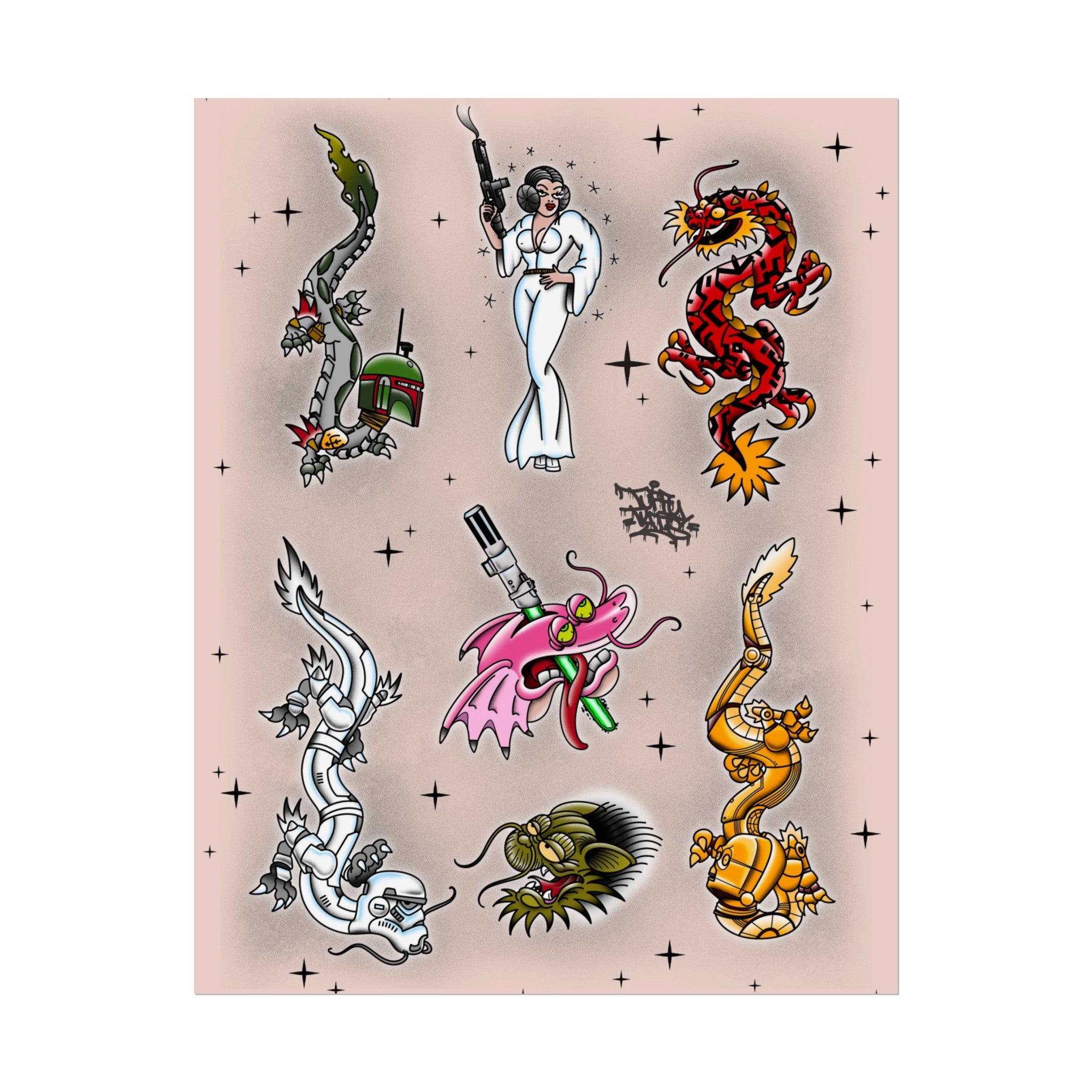 Star Wars mashup dragons 11″ x 14″ (Vertical) / Semi Glossy