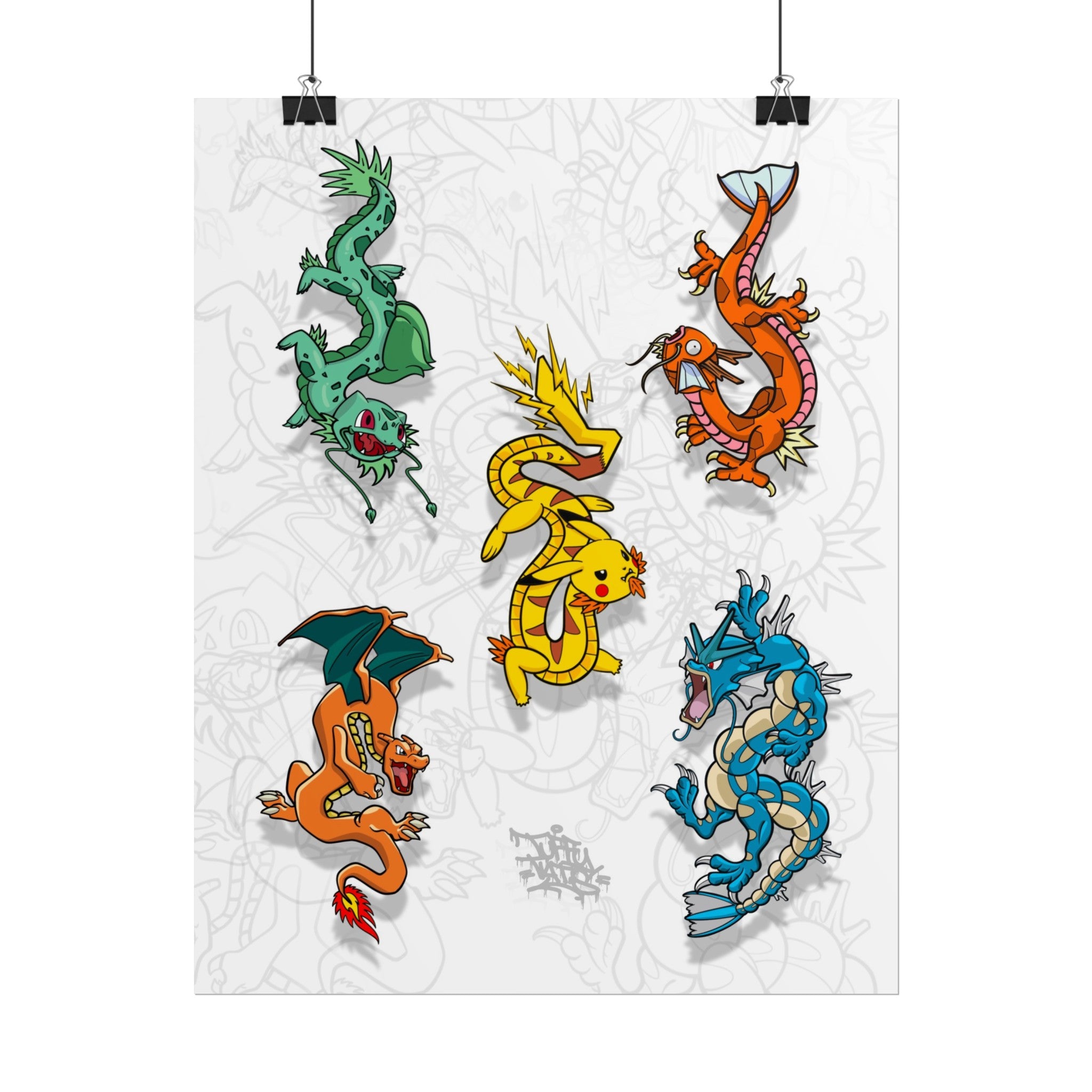 “catch em all” mashup dragon flash 11″ x 14″ (Vertical) / Semi Glossy