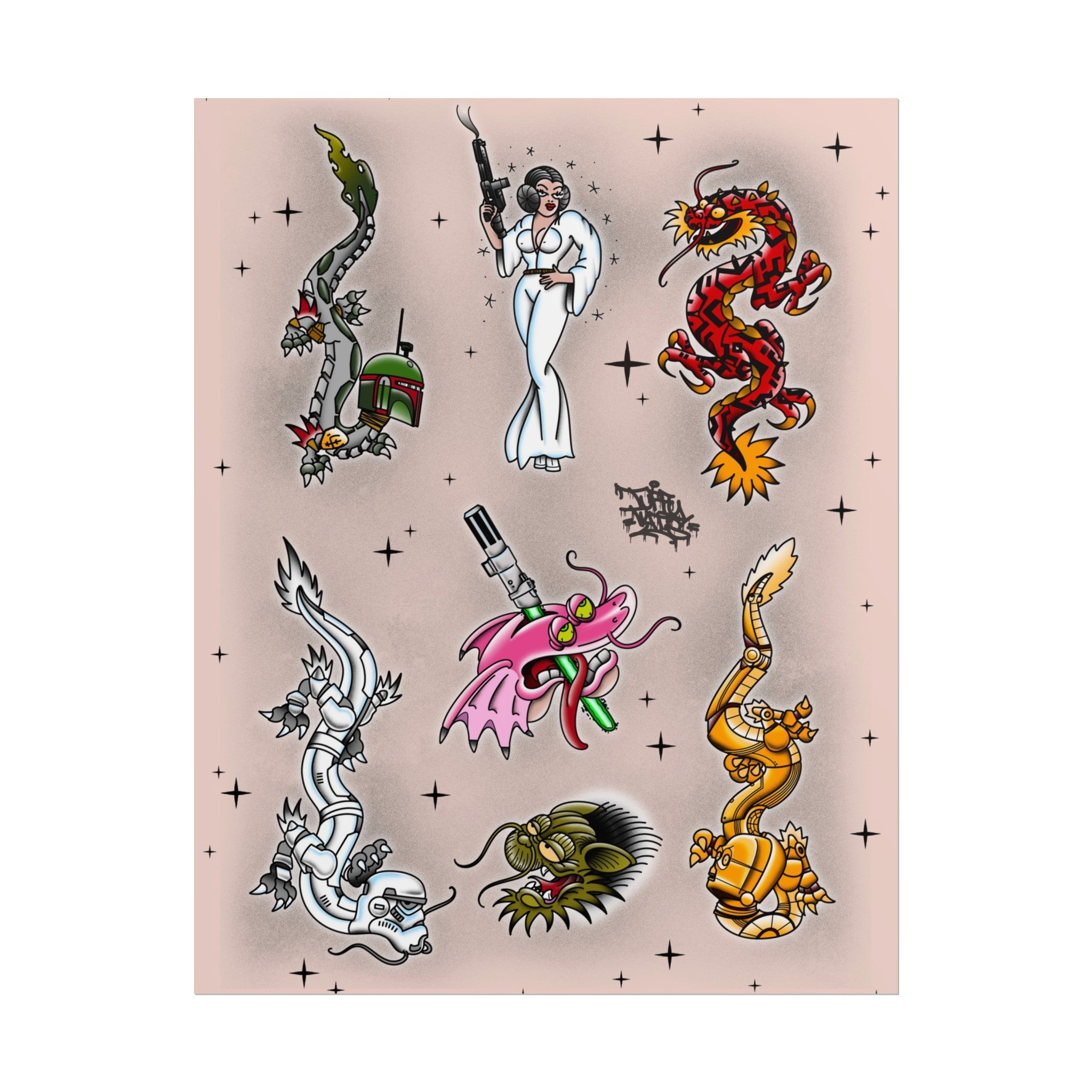 Star Wars mashup dragons 11″ x 14″ (Vertical) / Semi Glossy