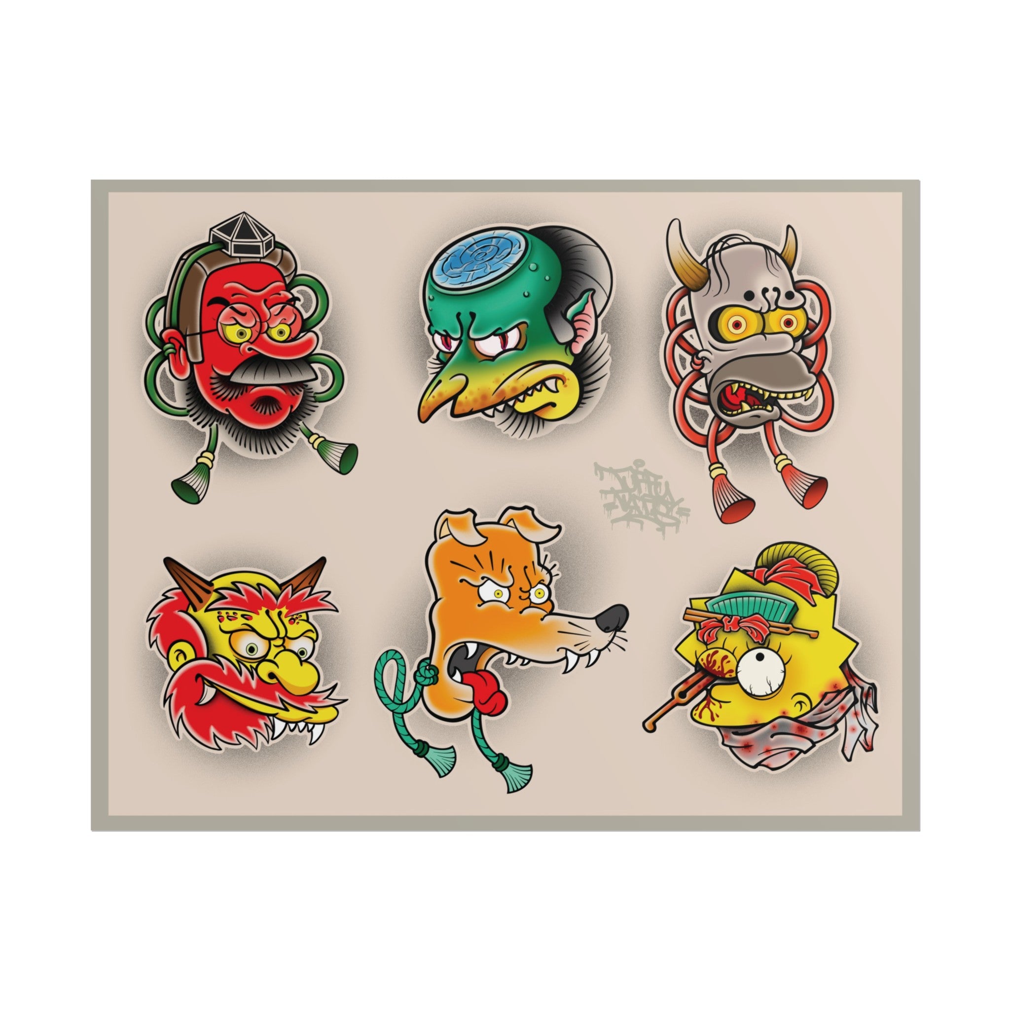 traditional Japanese Simpson’s mashup flash set 14″ x 11″ (Horizontal) / Semi Glossy