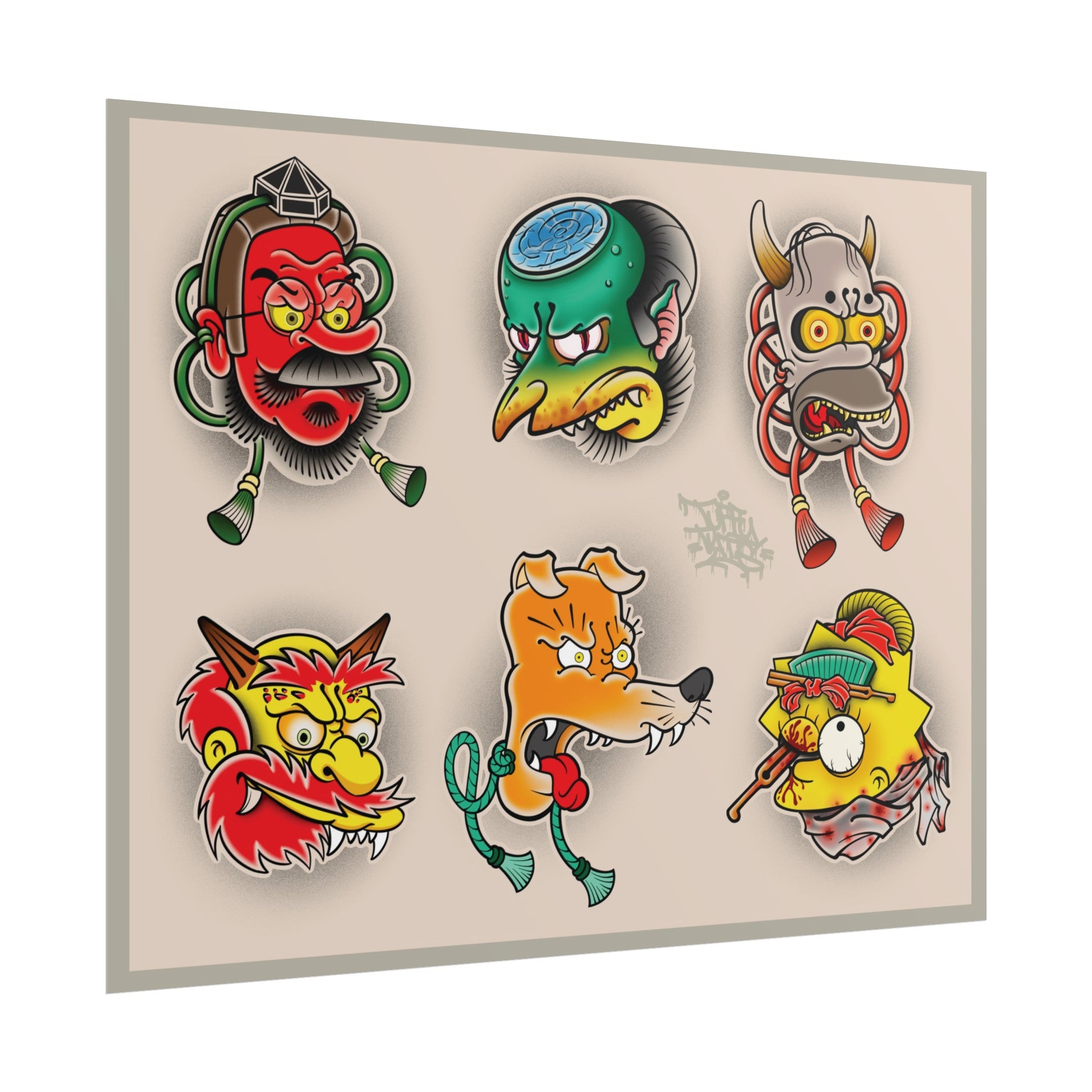 traditional Japanese Simpson’s mashup flash set 14″ x 11″ (Horizontal) / Semi Glossy