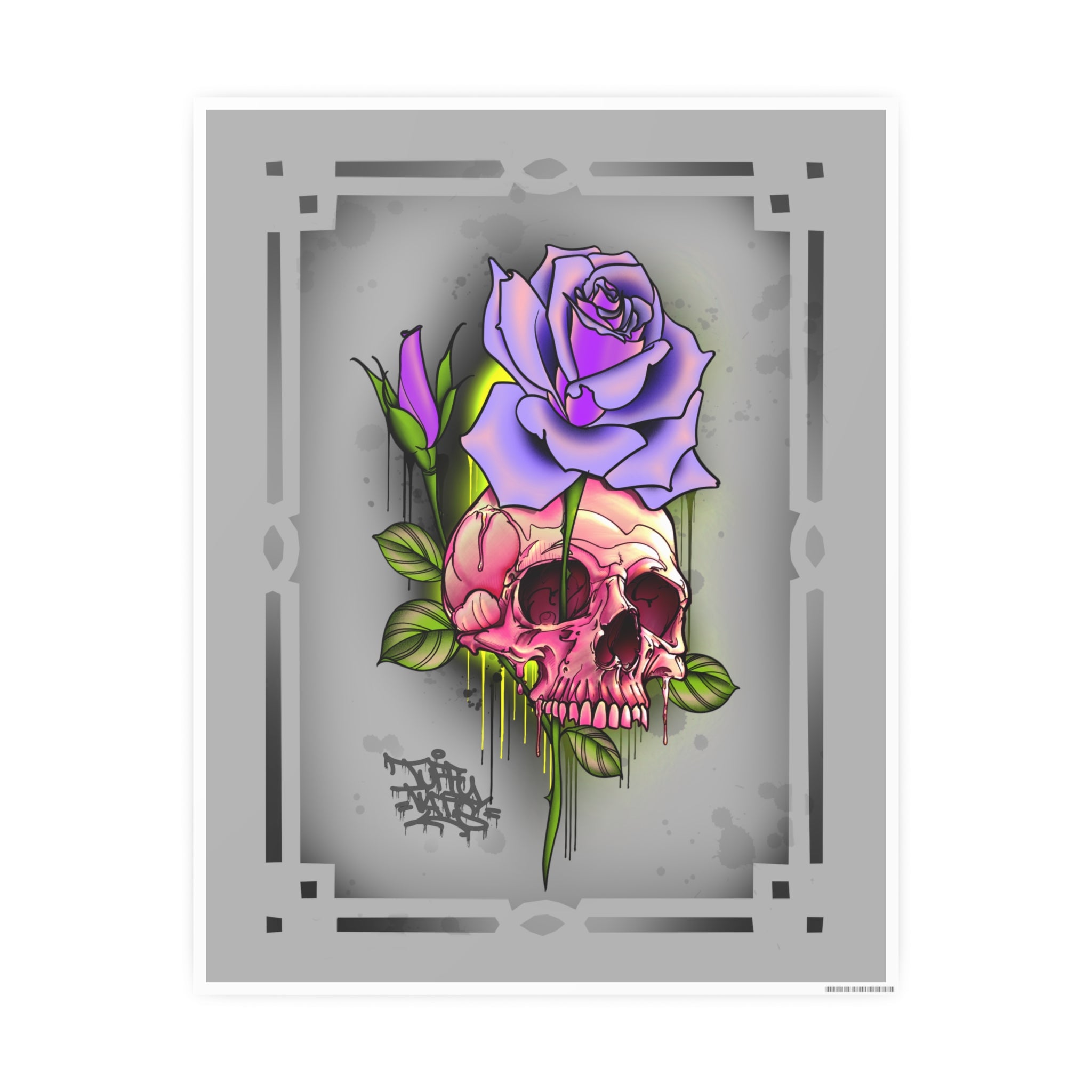 Skull/Rose 11″ x 14″ (Vertical) / Satin