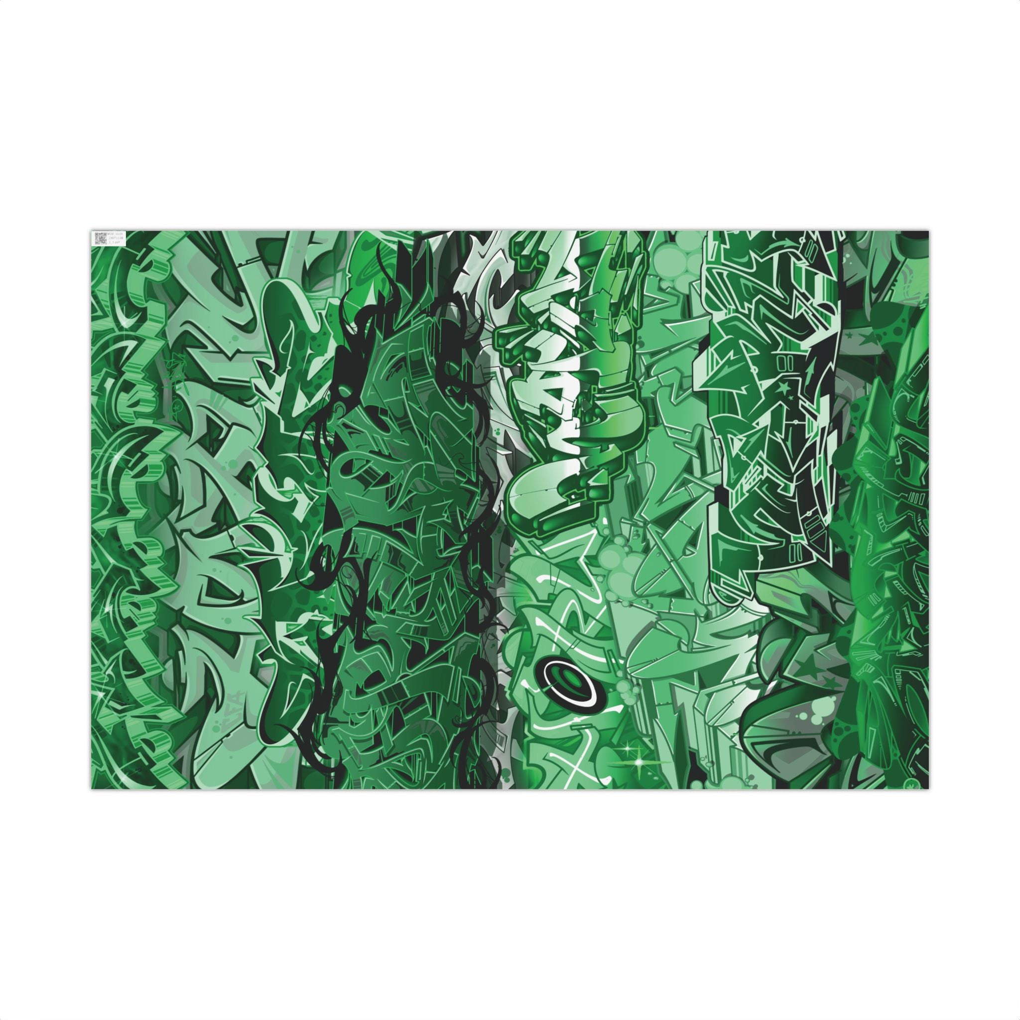 Green Graffiti Gift Wrap Paper — Urban Street Art Wrapping Sheets