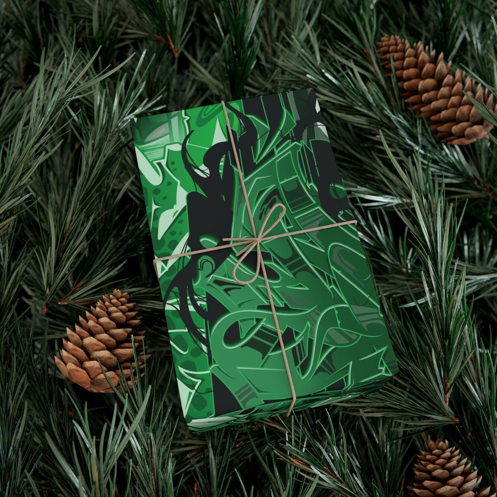 Green Graffiti Gift Wrap Paper — Urban Street Art Wrapping Sheets