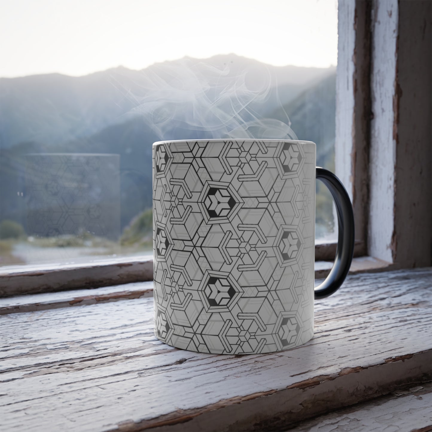 Tesseract Isometric Geometric Morphing Mug, by Tuffytats