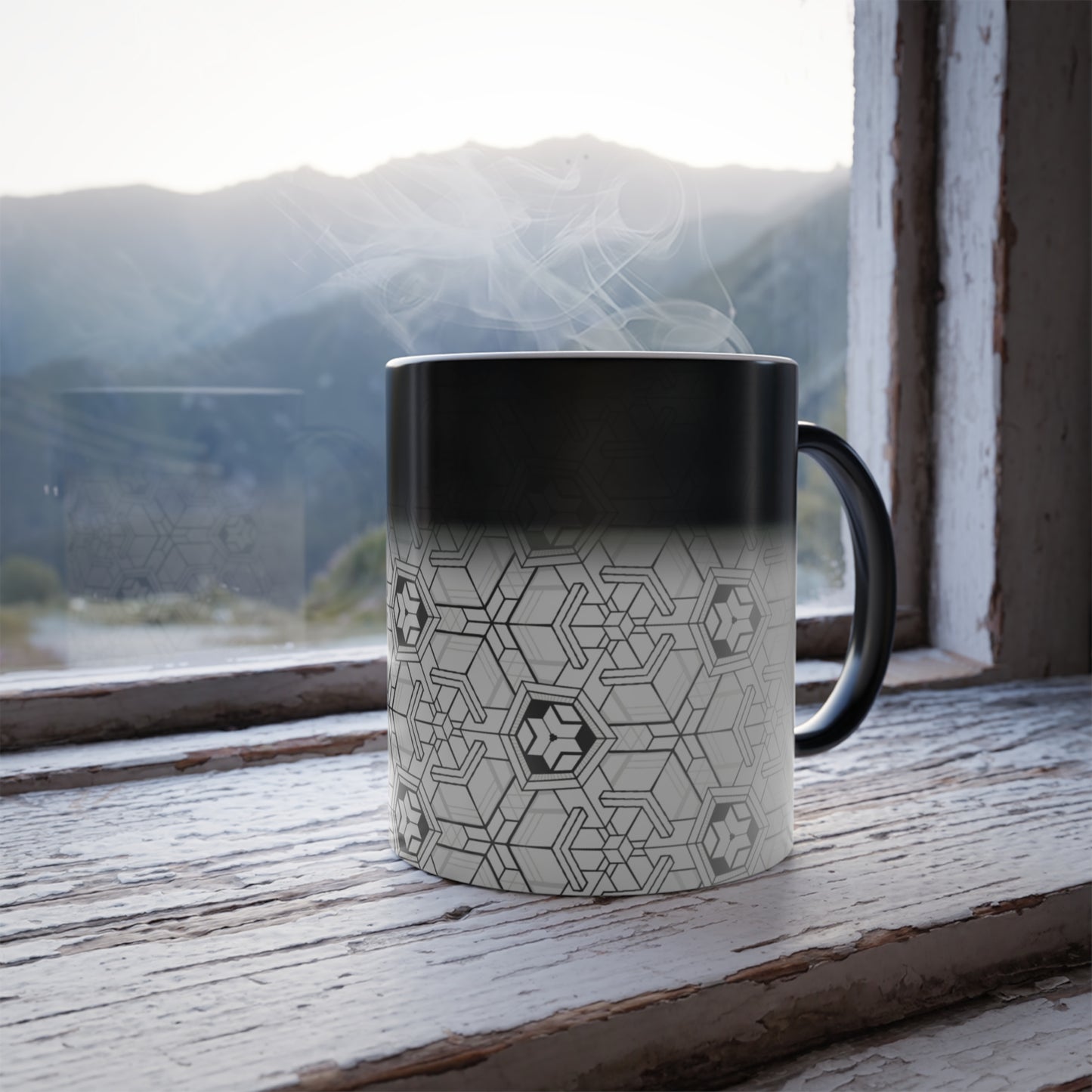 Tesseract Isometric Geometric Morphing Mug, by Tuffytats