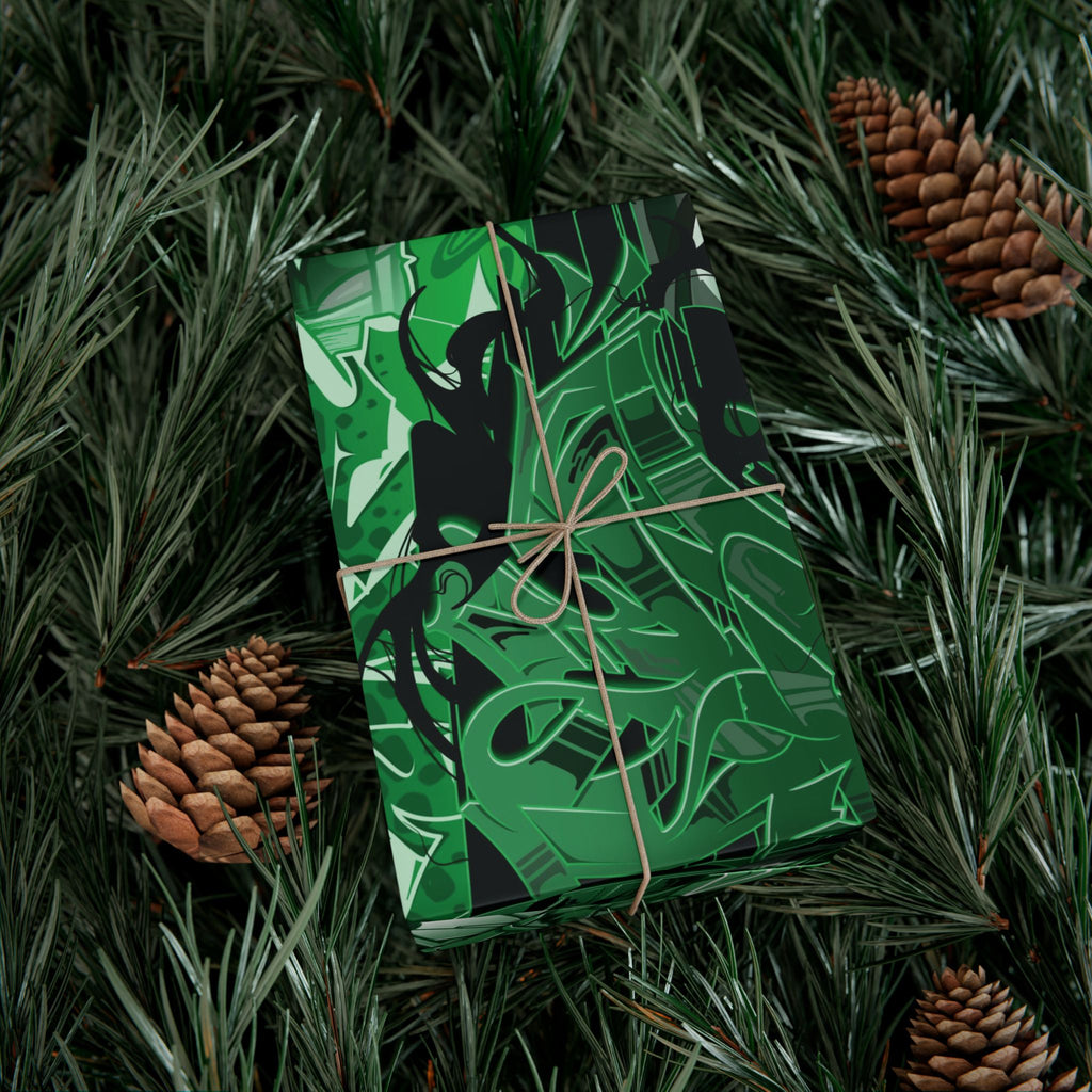 Green Graffiti Gift Wrap Paper — Urban Street Art Wrapping Sheets