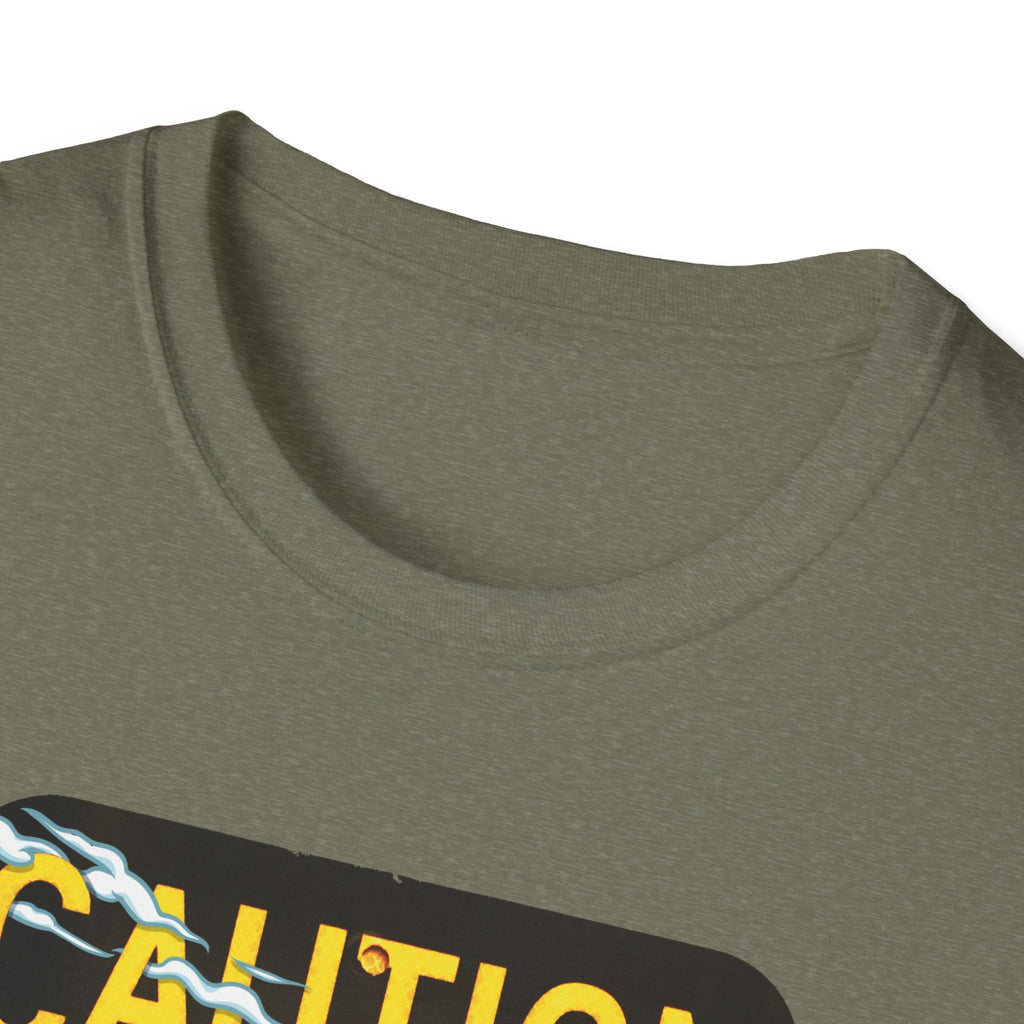 Caution Coyote Unisex Softstyle T-Shirt - Fun Graphic Tee for Animal Lovers