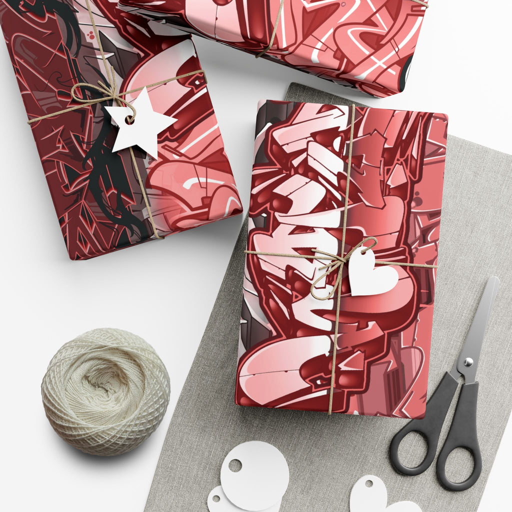 Red Graffiti Gift Wrap Paper — Urban Street Art Wrapping Sheets
