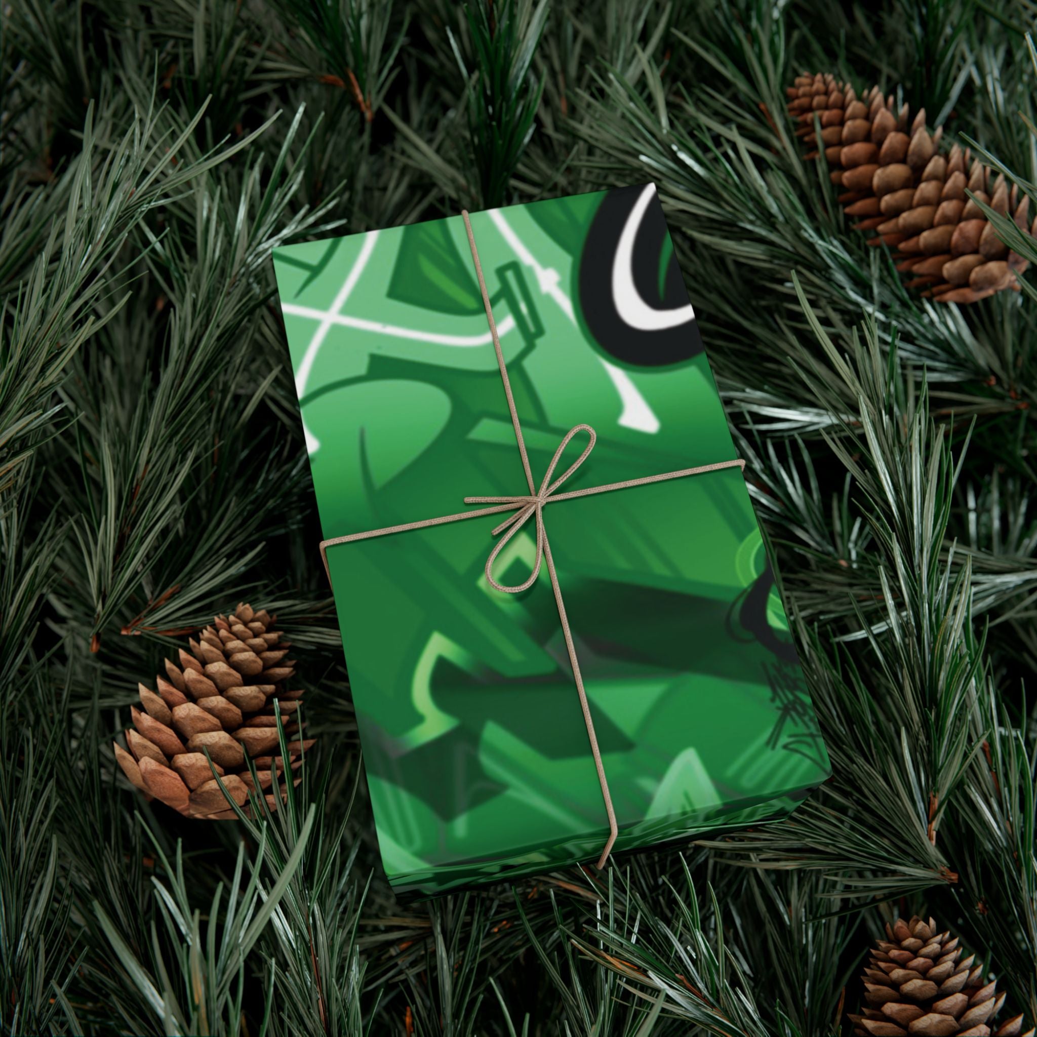 Green Graffiti Gift Wrap Paper — Urban Street Art Wrapping Sheets