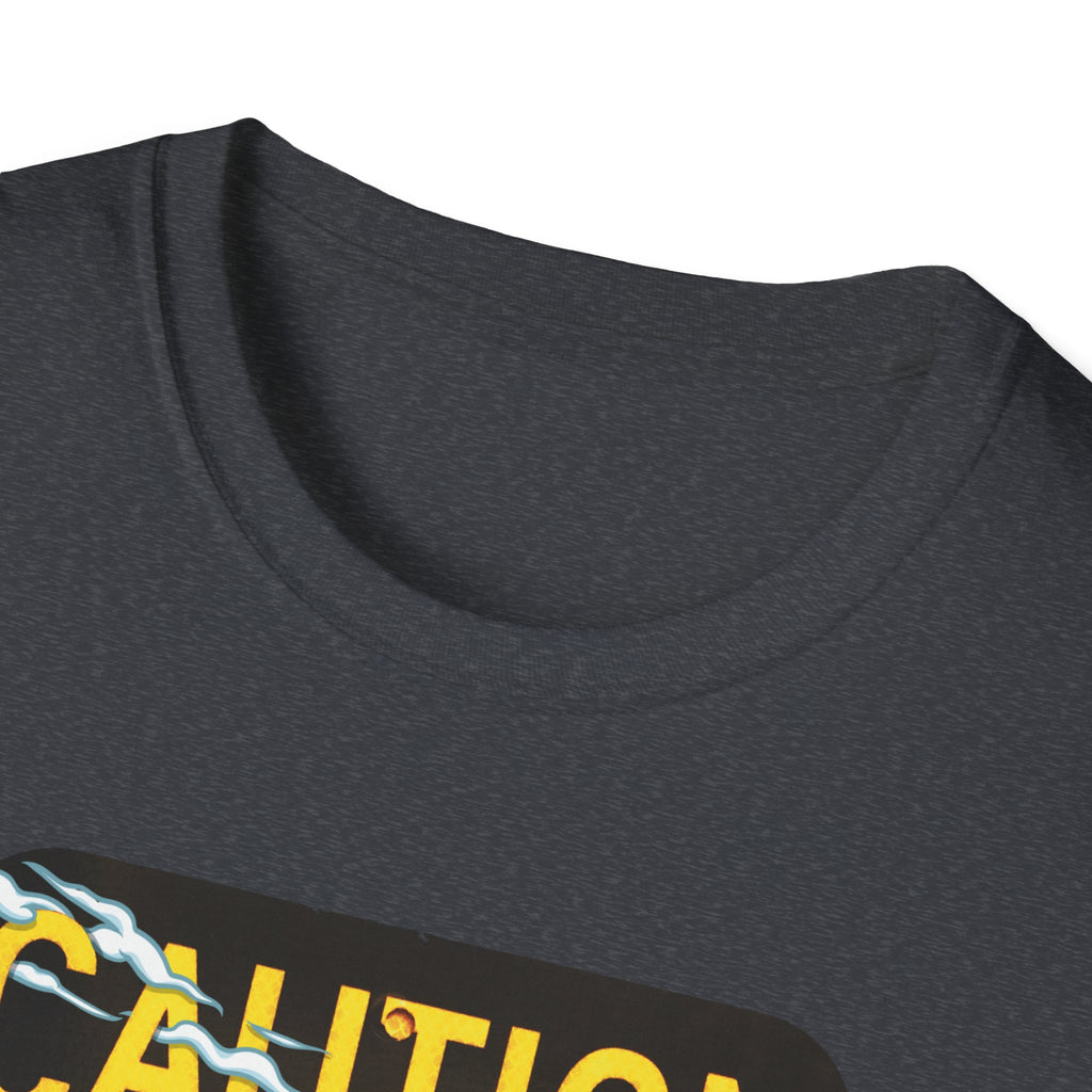Caution Coyote Unisex Softstyle T-Shirt - Fun Graphic Tee for Animal Lovers
