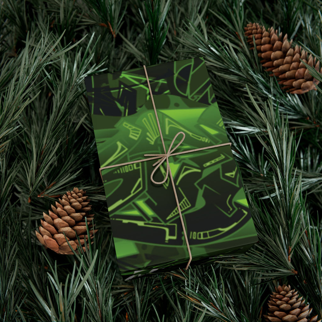 Green Graffiti Gift Wrap Paper — Urban Street Art Wrapping Sheets