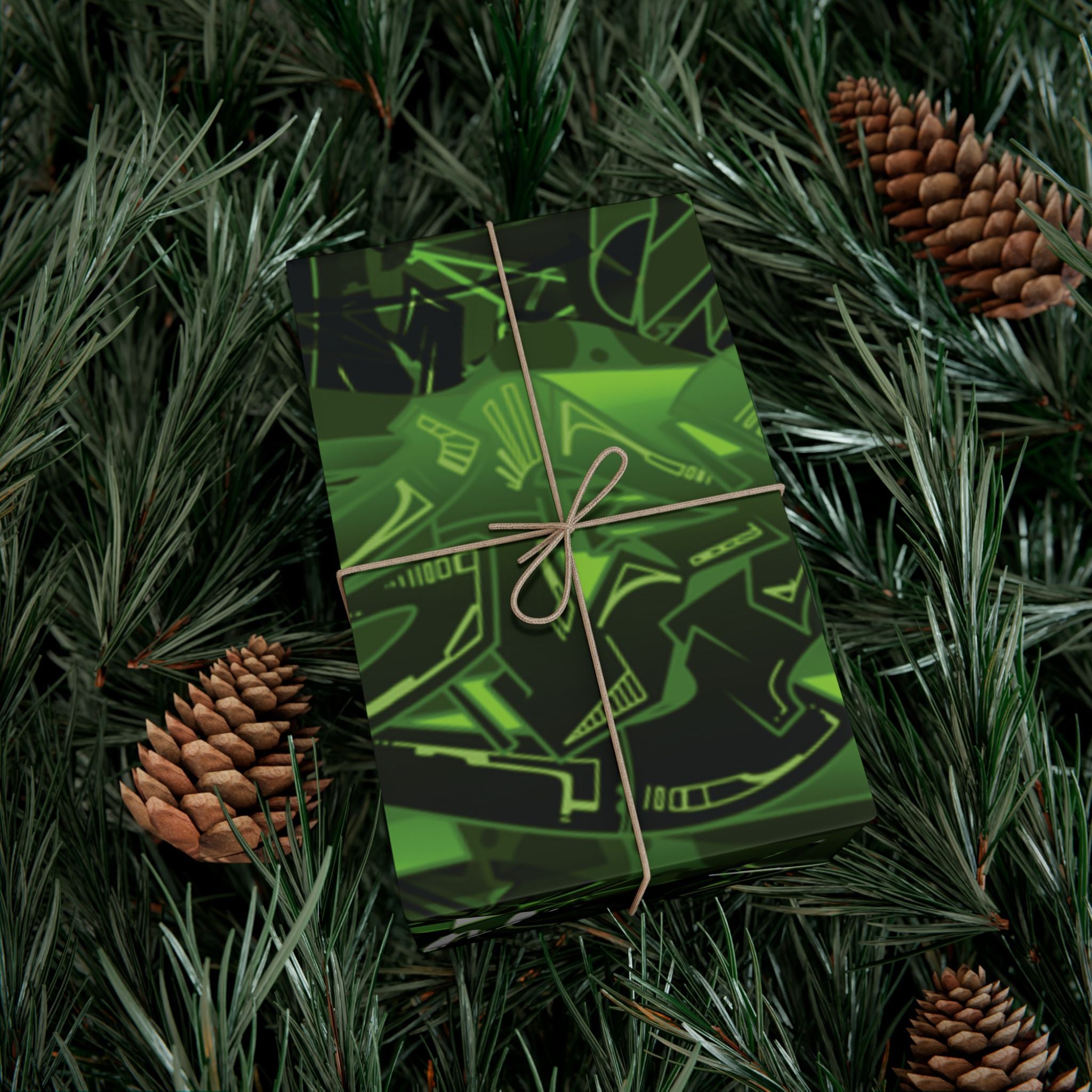 Green Graffiti Gift Wrap Paper — Urban Street Art Wrapping Sheets