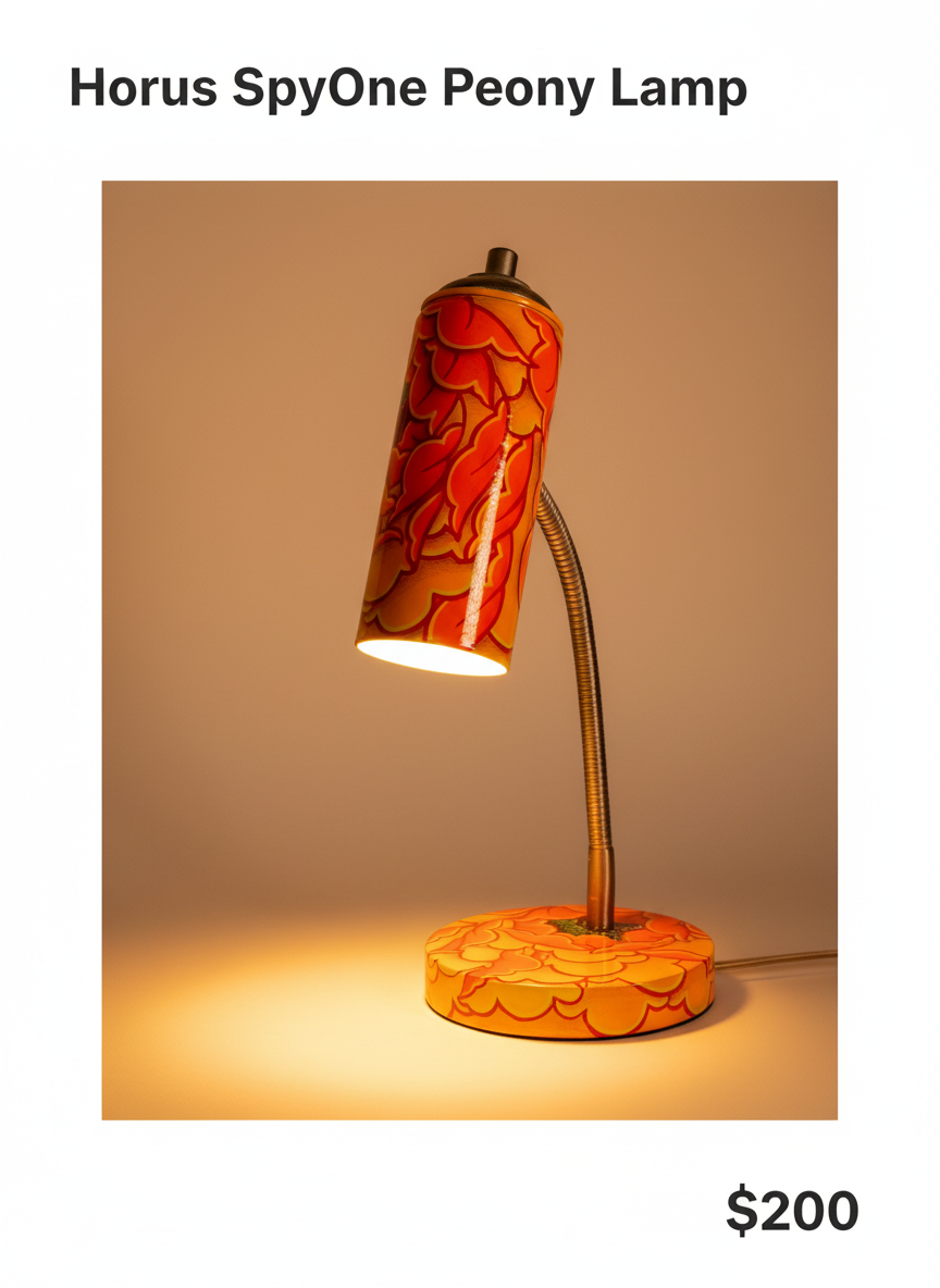 Horus x SpyOne Peony Desk Lamp | Upcycled Spray Can Art | Custom Color Desk Light