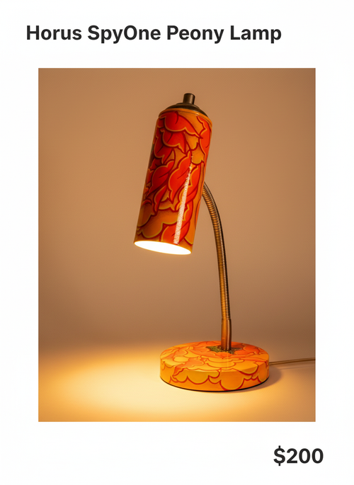 Horus x SpyOne Peony Desk Lamp | Upcycled Spray Can Art | Custom Color Desk Light