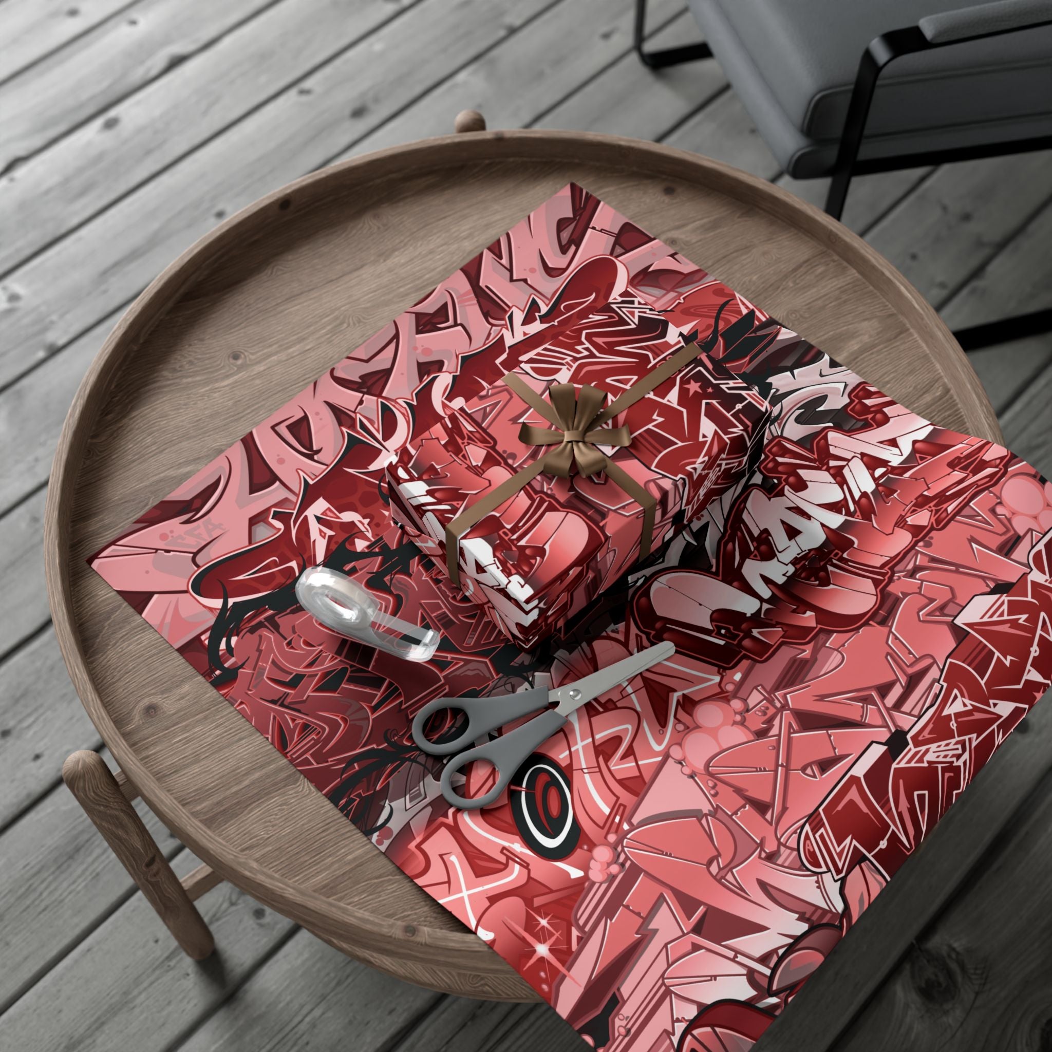 Red Graffiti Gift Wrap Paper — Urban Street Art Wrapping Sheets