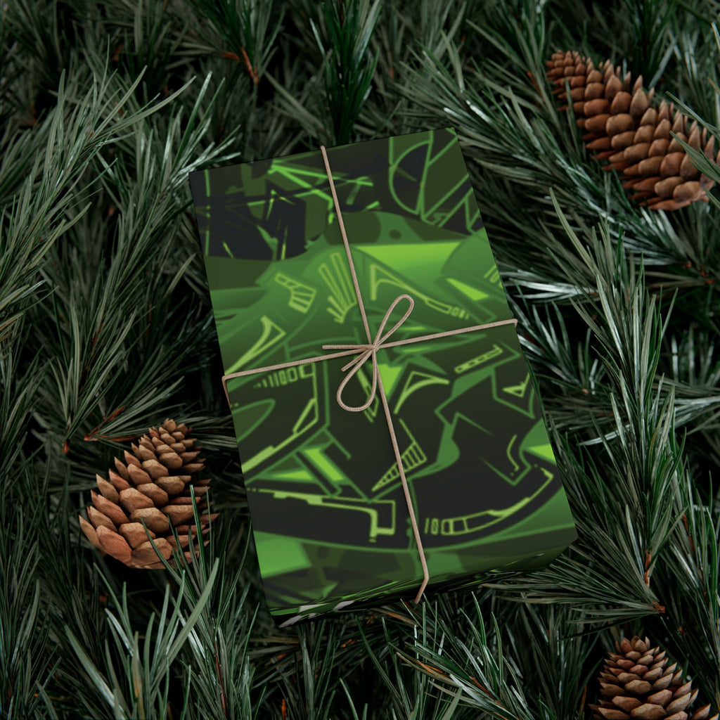 Green Graffiti Gift Wrap Paper — Urban Street Art Wrapping Sheets