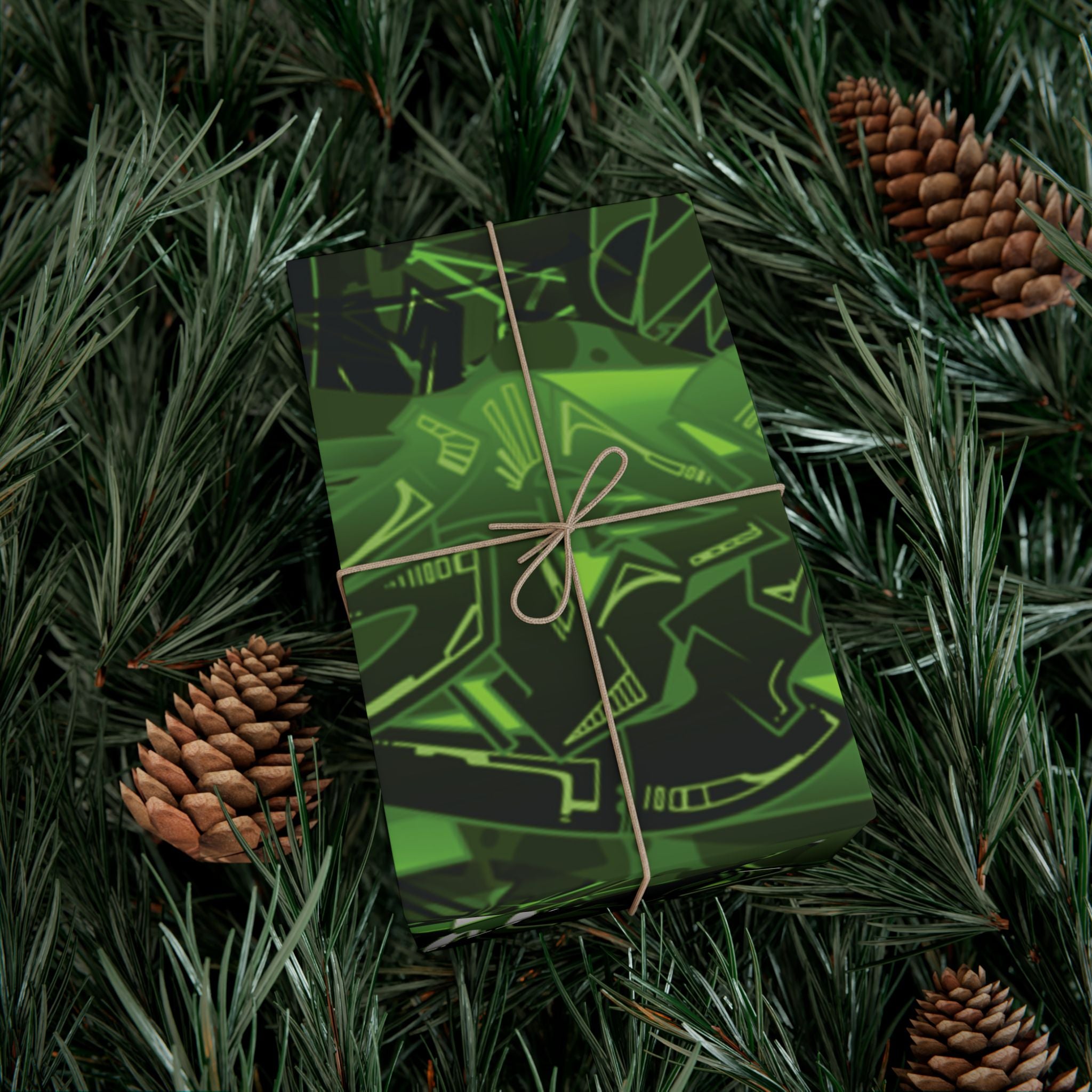 Green Graffiti Gift Wrap Paper — Urban Street Art Wrapping Sheets