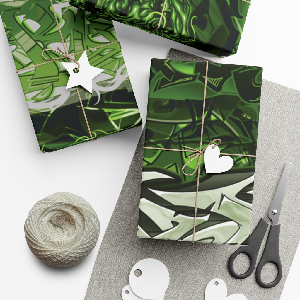 Green Graffiti Gift Wrap Paper — Urban Street Art Wrapping Sheets