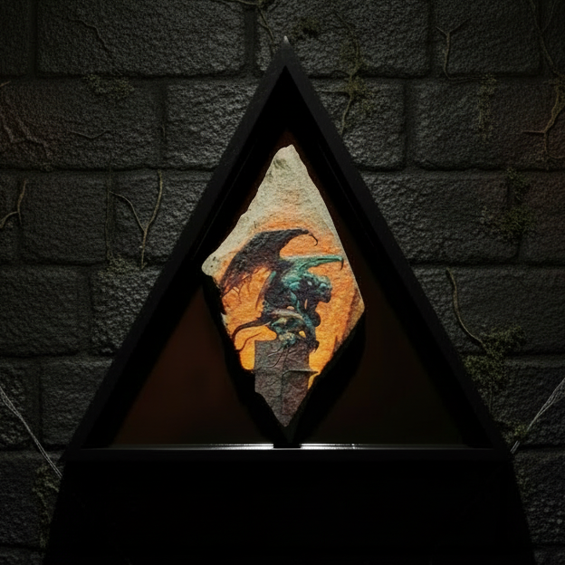 Gargoyle triangle art piece with resin 