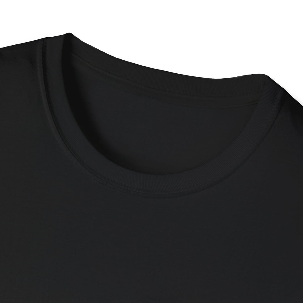 Close-up of a black t-shirt collar on a white background