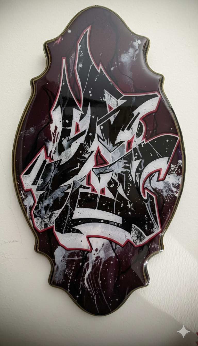 “Graffiti G" - Original High-Gloss Resin Art on Ornate Beveled Panel