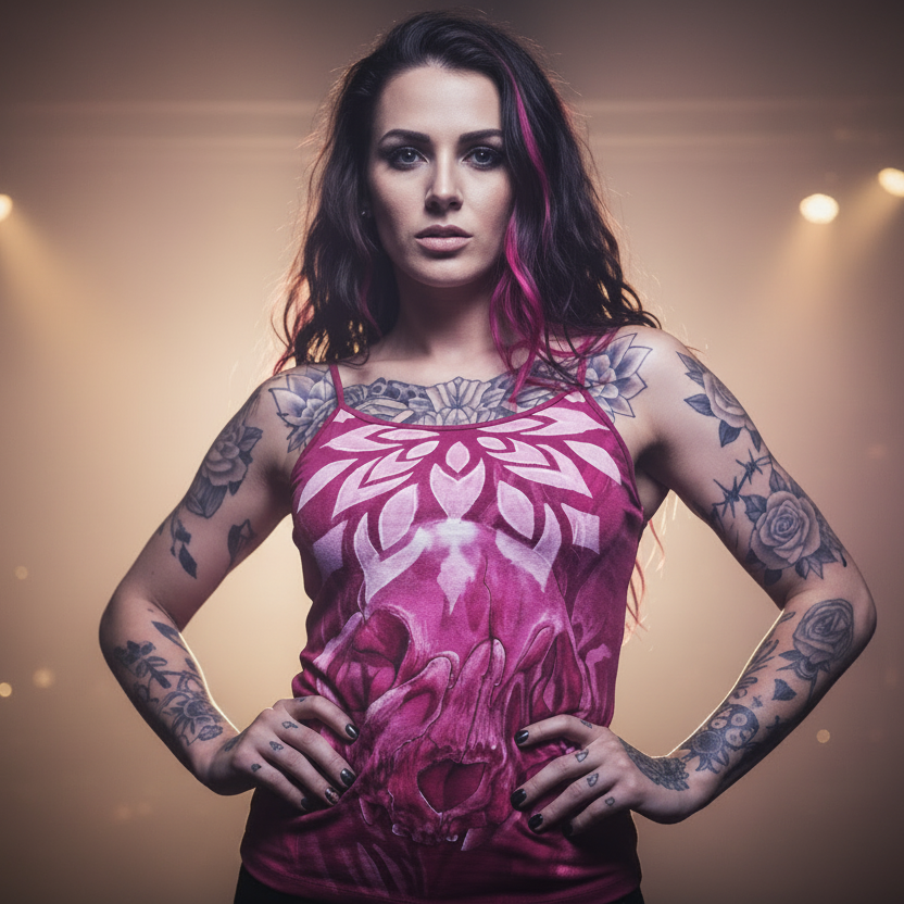 Skull/mandala ladies bleach tee