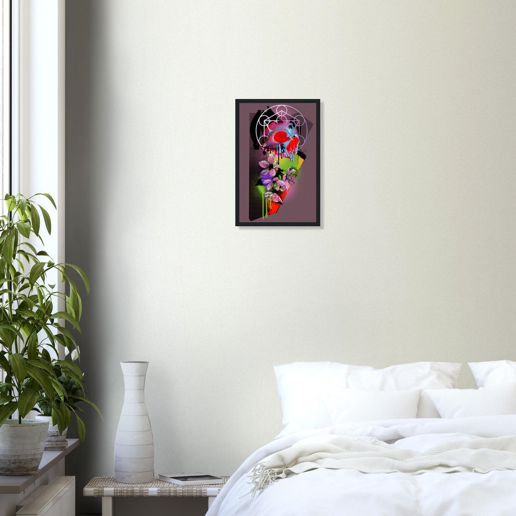 Sakura Skull by Horus Black frame / Ready-to-hang 