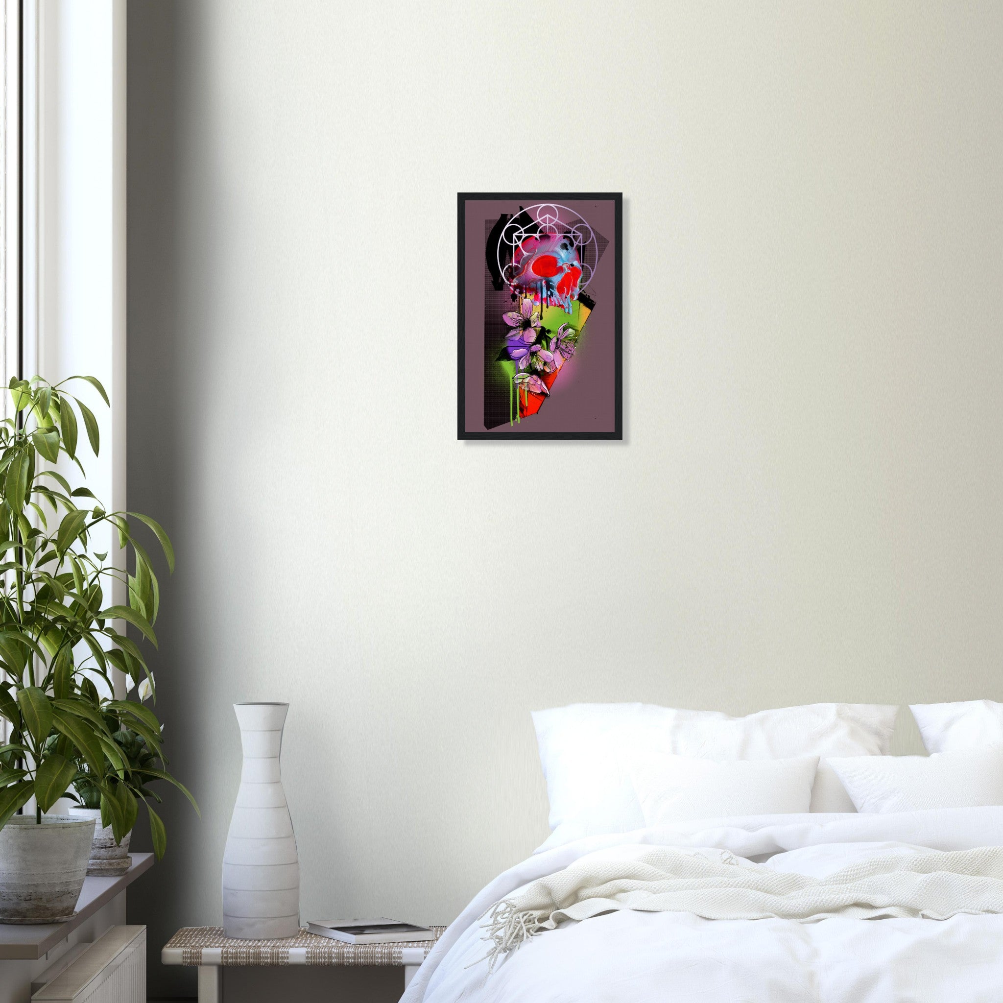 Sakura Skull by Horus Black frame / Ready-to-hang 
