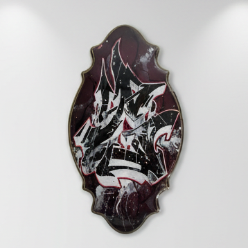 “Graffiti G" - Original High-Gloss Resin Art on Ornate Beveled Panel