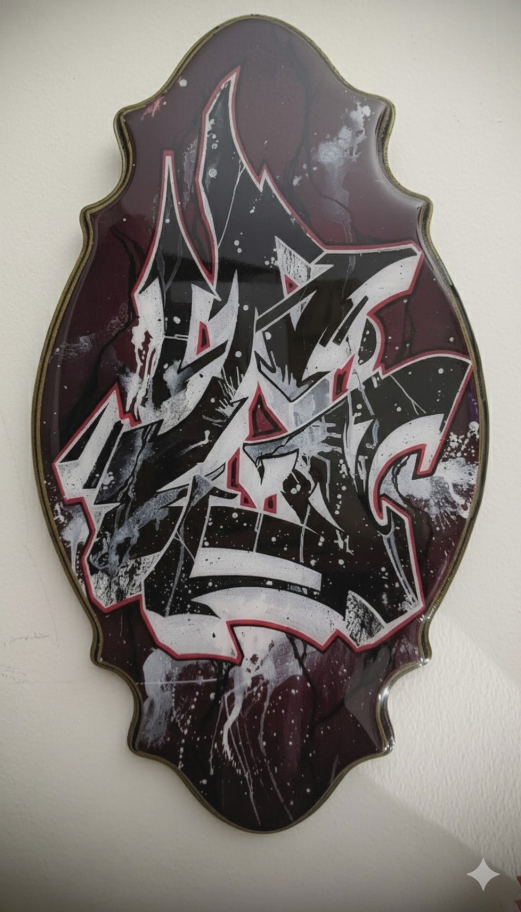 “Graffiti G" - Original High-Gloss Resin Art on Ornate Beveled Panel