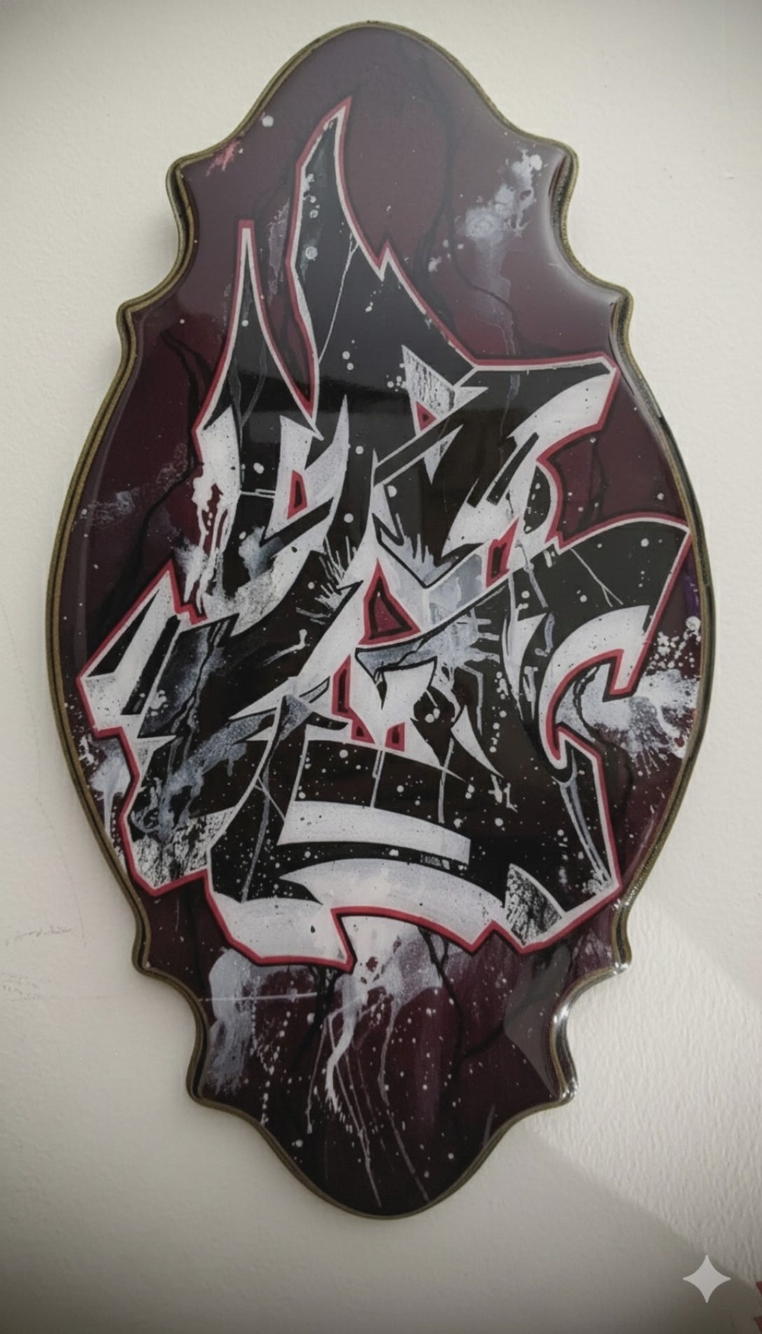 “Graffiti G" - Original High-Gloss Resin Art on Ornate Beveled Panel