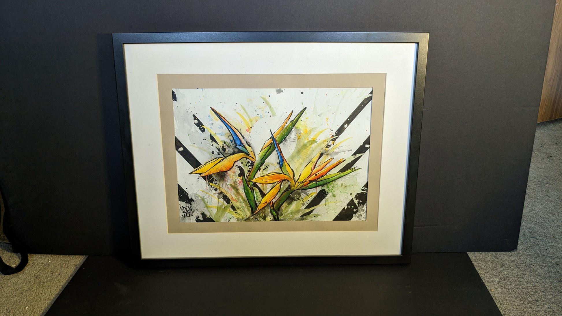 Bird of Paradise. Original acrylic ink watercolor style painting