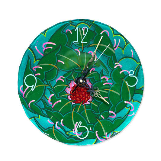 Peony Clock - green