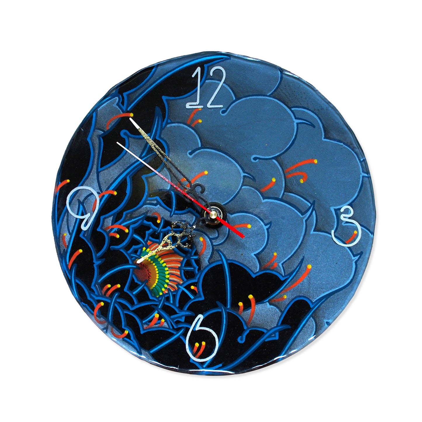 Peony Clock - black/blue