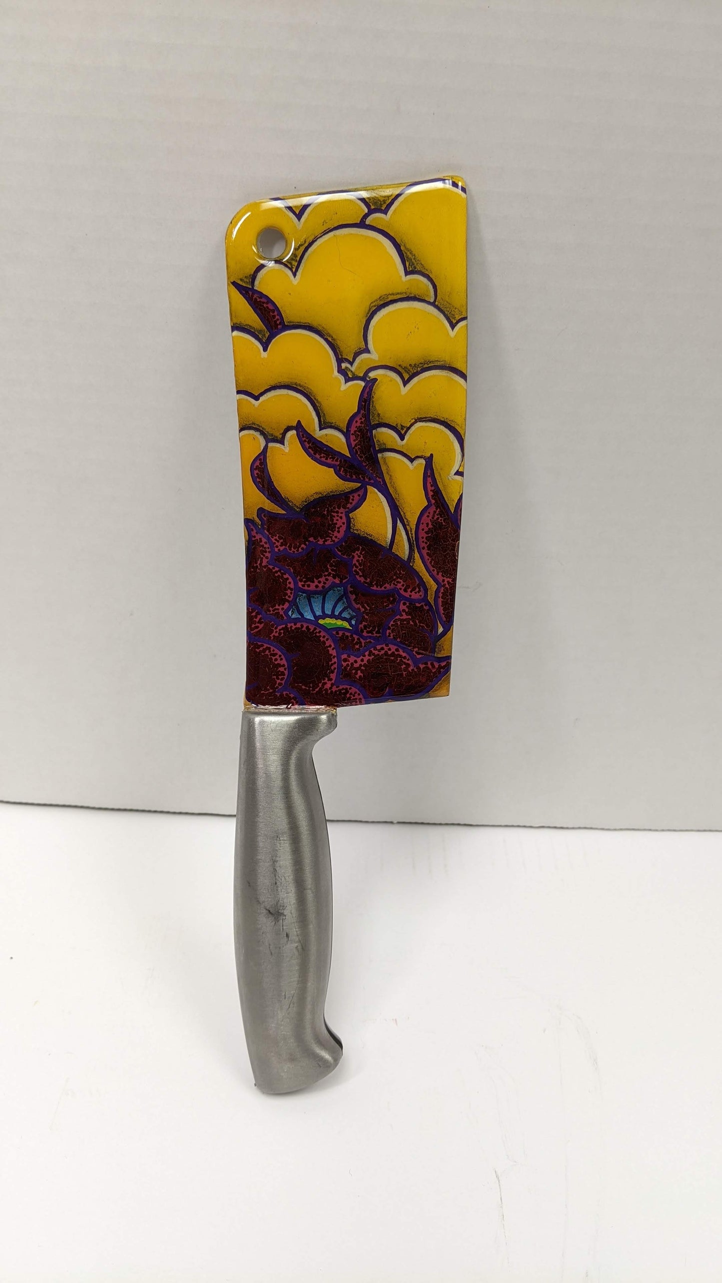 Peony Cleaver -yellow/burgundy